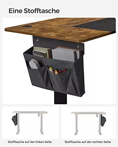 SONGMICS Magasságállítható elektromos íróasztal, 60 x 120 x (72-120) cm, teljesen