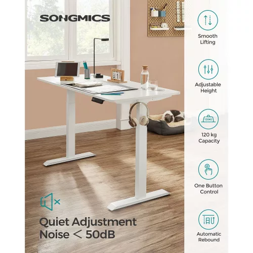 SONGMICS Magasságállítható elektromos íróasztal, íróasztal állvány, dupla motorral,