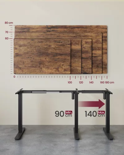 Elektromosan állítható íróasztal váz, fekete, 86-130x60x71-117cm