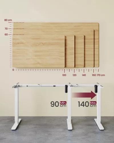 Elektromosan állítható íróasztal keret, fehér 120x60x72-120cm