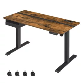   Elektromosan állítható íróasztal, fiókkal, rusztikus barna 140 cm