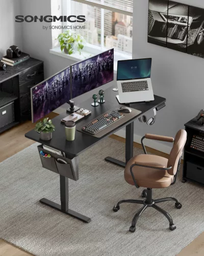 Elektromosan állítható íróasztal, 60 x 140 x (72-120) cm, fekete