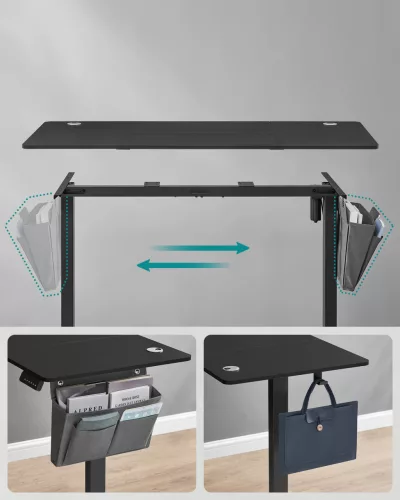 Elektromosan állítható íróasztal, 60 x 140 x (72-120) cm, fekete