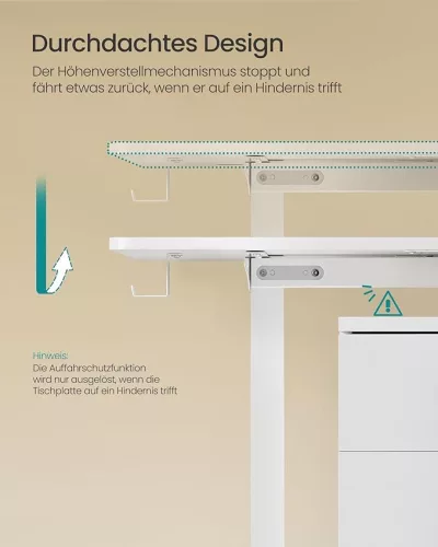 Elektromosan állítható íróasztal, 60 x 140 x 72-120 cm, felhőfehér