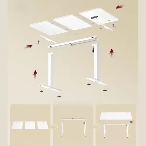 Elektromos állítható íróasztal, memória funkció, felhő fehér, 140 x 60 x 72-120 cm