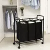 SONGMICS Görgős Ruhaválogató, Ruhakosár 3 Kivehető Zsákkal, Ruhaszállító Kocsi,