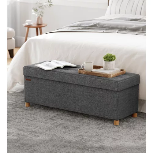 Összecsukható tárolópuff, lábtartó, sötétszürke