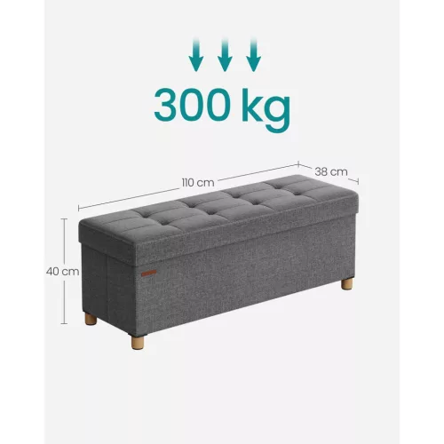 Összecsukható tárolópuff, lábtartó, sötétszürke