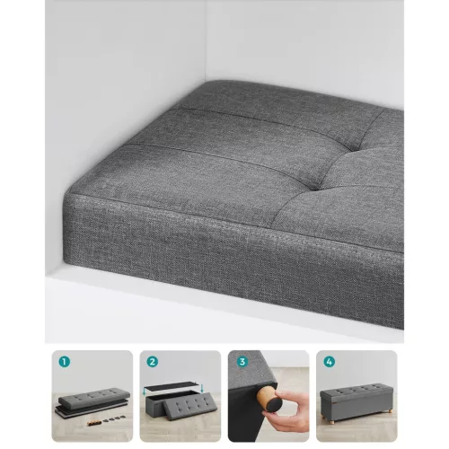 Összecsukható tárolópuff, lábtartó, sötétszürke