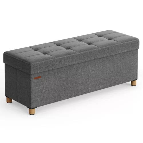 Összecsukható tárolópuff, lábtartó, sötétszürke