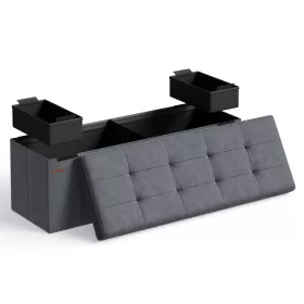   Összecsukható bársonyos tárolópuff, lábtartó, antracit