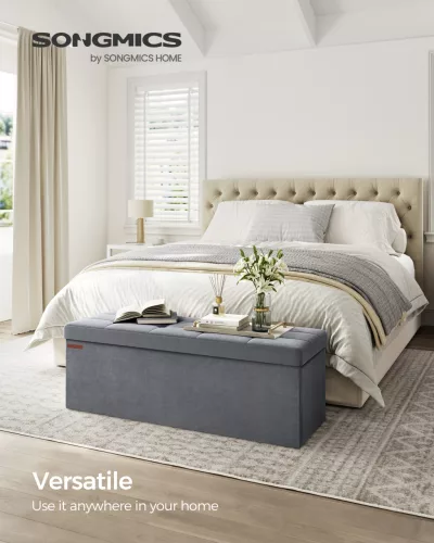 Összecsukható bársonyos tárolópuff, lábtartó, antracit