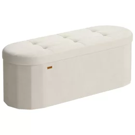   Összecsukható tároló puff, lábtartó, bársonyos, kémfehér 38x110x38cm
