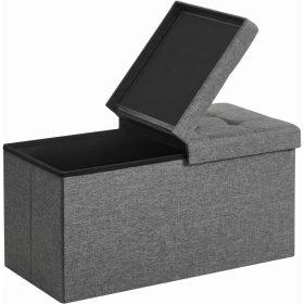 SONGMICS 80L Tároló puff, Összecsukható cipőtároló pad, felnyitható fedéllel, 300 kg