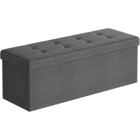   Összecsukható vászon tárolópuff, felnyitható ottomán, sötétszürke 110x38x38cm