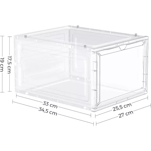 SONGMICS Cipősdobozok, műanyag cipőtároló szervezők átlátszó ajtókkal, 6 darabos készlet,