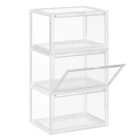 SONGMICS cipősdobozok, 3 darabos csomag, egymásra rakható cipőrendezők átlátszó