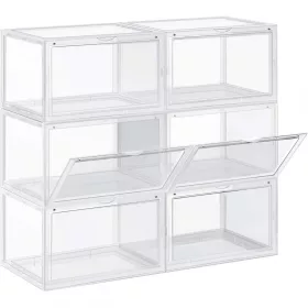 SONGMICS Cipősdobozok, 6 darabos csomag, átlátszó ajtóval ellátott, egymásra helyezhető