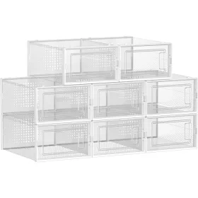 SONGMICS Cipődobozok, 8 darabos rakható cipőtároló szervezők, összehajtható és sokoldalú,