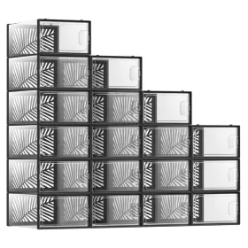 SONGMICS cipősdobozok, 18 darab cipőtároló szervező, fekete LSP106B18