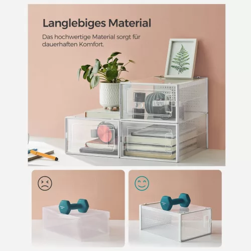 SONGMICS cipősdobozok, 12 darabos csomag, egymásra rakható cipőtároló szervezők,