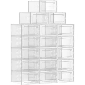 SONGMICS Cipődobozok, 18 darabos rakható cipőtároló szervezők, összehajtható és sokoldalú,