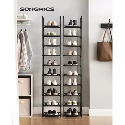 SONGMICS 10 szintes cipőtartó, cipőállvány, helytakarékos cipőtároló, 33 x 33 x