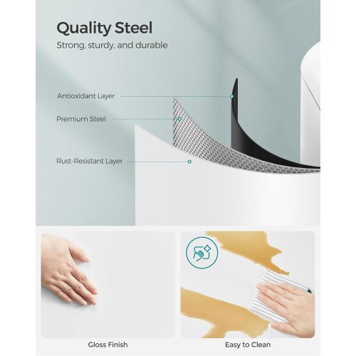 SONGMICS Szemetes kuka, 30L Kuka, Acél Létra, Belső Vödörrel és Fedéllel, Lágy Záródás,