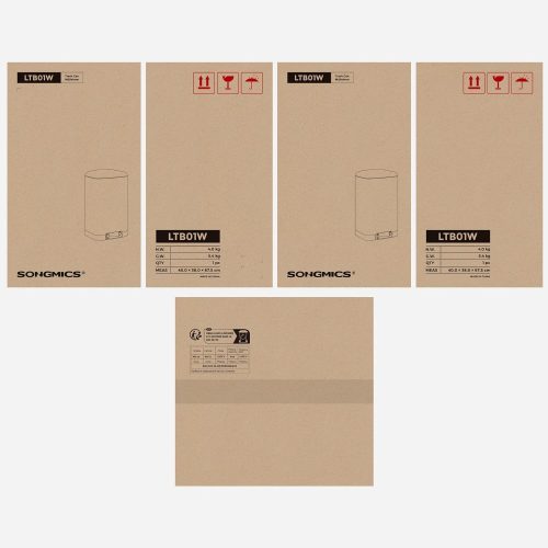 SONGMICS Szemetes kuka, 30L Kuka, Acél Létra, Belső Vödörrel és Fedéllel, Lágy Záródás,