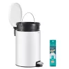 Kerek szemetes, 20L, fém, pedálos, levehető belső vödör, felhő fehér