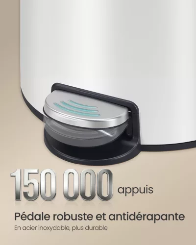 Kerek szemetes, 20L, fém, pedálos, levehető belső vödör, felhő fehér