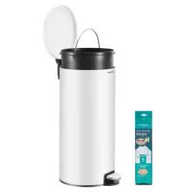   Kerek szemetes, 30L, pedálos, acél, műanyag vödörrel, lágy záródású, felhő