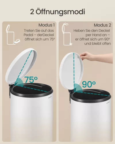 Kerek szemetes, 30L, pedálos, acél, műanyag vödörrel, lágy záródású, felhő