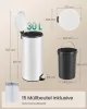 Kerek szemetes, 30L, pedálos, acél, műanyag vödörrel, lágy záródású, felhő