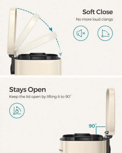 Szemeteskuka 30L, lágyan záródó fedél, homokbézs 34x25x61cm