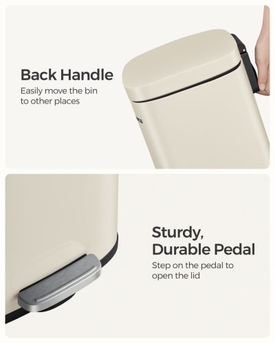 Szemeteskuka 30L, lágyan záródó fedél, homokbézs 34x25x61cm