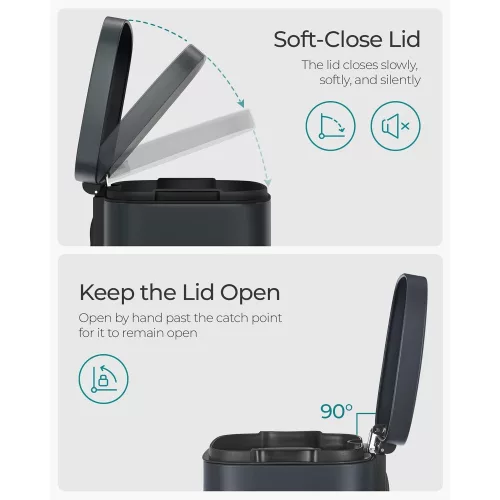 SONGMICS Konyhai Szemetes Kuka, 30 L-es Lábtámaszos Kuka Műanyag Belső Vödörrel, Fedéllel,