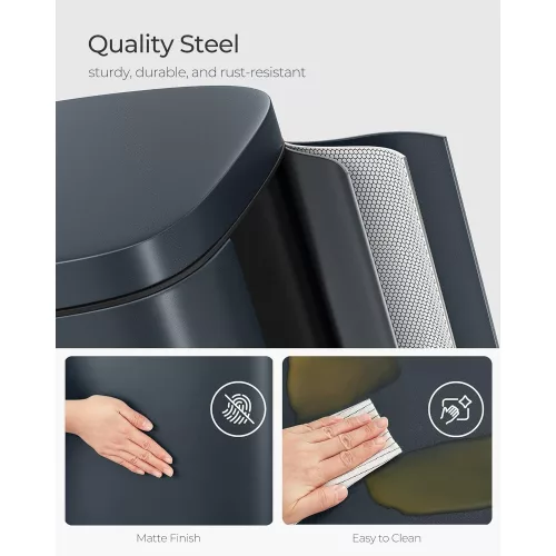 SONGMICS Konyhai Szemetes Kuka, 30 L-es Lábtámaszos Kuka Műanyag Belső Vödörrel, Fedéllel,