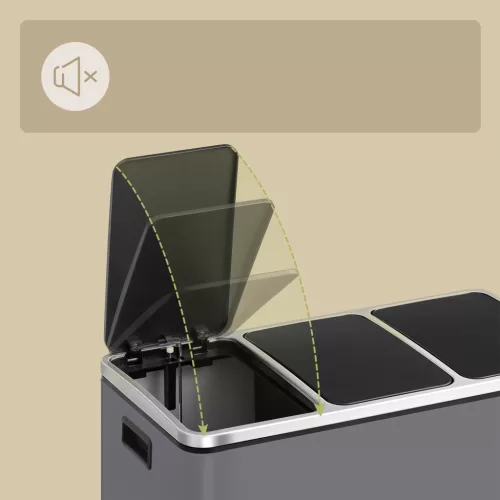 Szelektív szemeteskuka 3x18L, matt szürke, 15 szemeteszsákkal