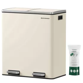   Szelektív szemeteskuka 2x30L, krém, pedálos, lágyan záródó fedél, 41x31x47cm