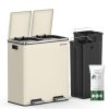Szelektív szemeteskuka 2x30L, krém, pedálos, lágyan záródó fedél, 41x31x47cm