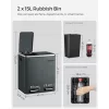 SONGMICS Konyhai Szemetes, 2 x 15 L-es Acél Hulladékgyűjtő, Lépéses Szemetes Belső
