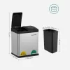 Szelektív szemetes, 30L, 2x15L, belső vödrökkel, színkódolt pedálok, ezüst és