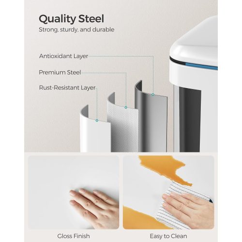 SONGMICS Dupla szemetes, 2 x 20 L konyhai szemetes, két rekeszes fém lábas szemetes, műanyag