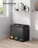 SONGMICS Háromrészes Konyhai Hulladékgyűjtő, Pedálos, Fém, Fekete