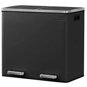 Kétrekeszes szemetes, 2 x 24L, lábpedálos, fekete