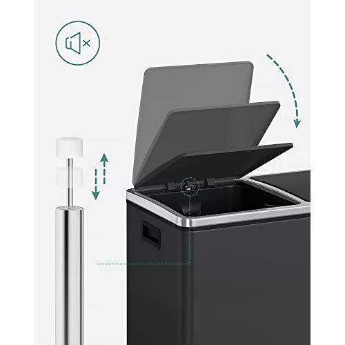 Kétrekeszes szemetes, 2 x 24L, lábpedálos, fekete