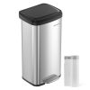 Szemeteskuka, 68L, pedálos, acél, lágy záródású, ezüst és fekete 30x30x70 cm