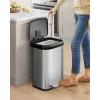 Konyhai szemetes 50L, pedálos, fém, fedéllel, ezüst és fekete