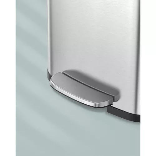 Konyhai szemetes 50L, pedálos, fém, fedéllel, ezüst és fekete